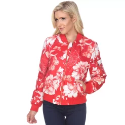 Women's White Mark Floral Bomber Jacket