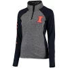 Women's Gray/Navy Illinois Fighting Illini Finalist Quarter-Zip Pullover Jacket -Tennessee Titans Gear shop 4018703