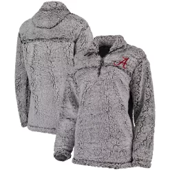 Women's Gray Alabama Crimson Tide Sherpa Super Soft Quarter-Zip Pullover Jacket 7 Women's Gray Alabama Crimson Tide Sherpa Super Soft Quarter-Zip Pullover Jacket -Tennessee Titans Gear shop 4031885 ALT