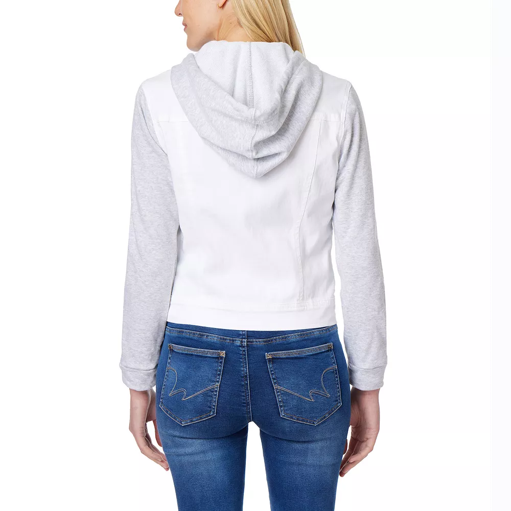 Juniors' Wallflower Dreamer Knit-Sleeve Hooded Jean Jacket 8 Juniors' Wallflower Dreamer Knit-Sleeve Hooded Jean Jacket - Image 7