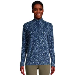 Women's Lands' End 1/4-Zip Fleece Pullover -Tennessee Titans Gear shop 4426960 Deep Sea Navy Print