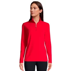 Women's Lands' End 1/4-Zip Fleece Pullover -Tennessee Titans Gear shop 4426960 Rich Red