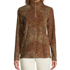 Women's Lands' End 1/4-Zip Fleece Pullover -Tennessee Titans Gear shop 4426960 Warm Twny Brn Leopard