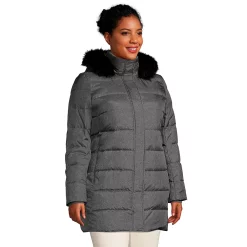 Alternative view of Plus Size Lands' End Faux-Fur Hood Long Down Winter Coat