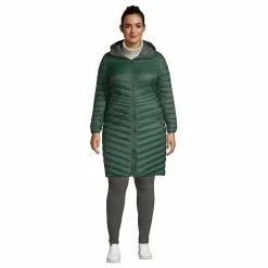 Plus Size Lands' End Ultralight Packable Long Down Coat 19 Plus Size Lands' End Ultralight Packable Long Down Coat -Tennessee Titans Gear shop 4427038 Deep Woodland Green