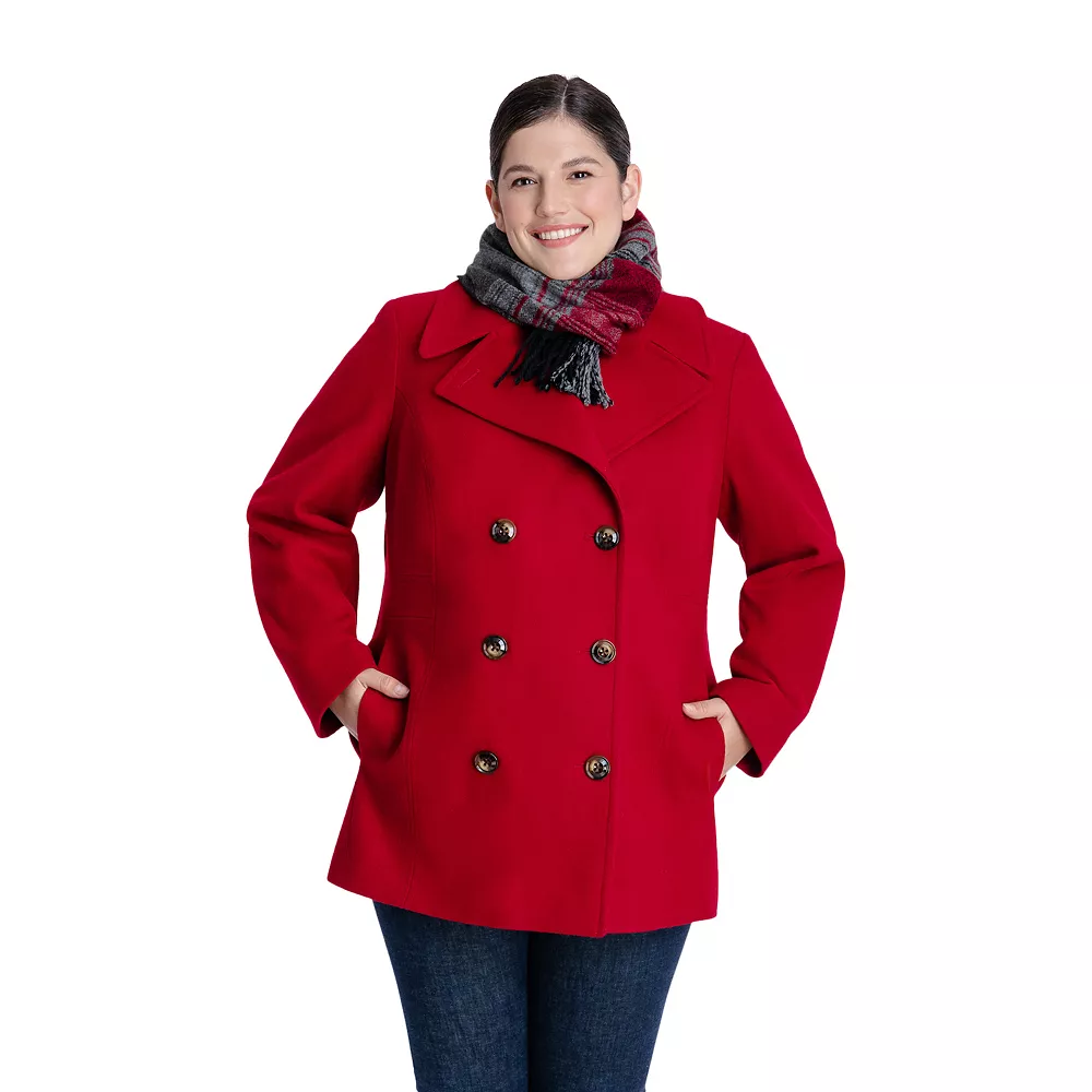 Plus Size TOWER by London Fog Scarf & Wool-Blend Peacoat 6 Plus Size TOWER by London Fog Scarf & Wool-Blend Peacoat - Image 4