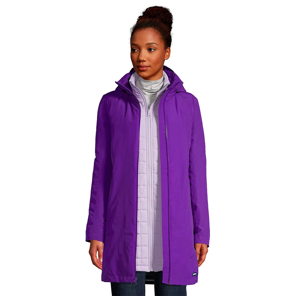 Petite Lands' End Squall 3 in 1 Waterproof Winter Long Coat with Hood 3 Petite Lands' End Squall 3 in 1 Waterproof Winter Long Coat with Hood