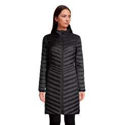 Petite Lands' End Hood Ultralight Down Long Packable Coat -Tennessee Titans Gear shop 4621997 Black