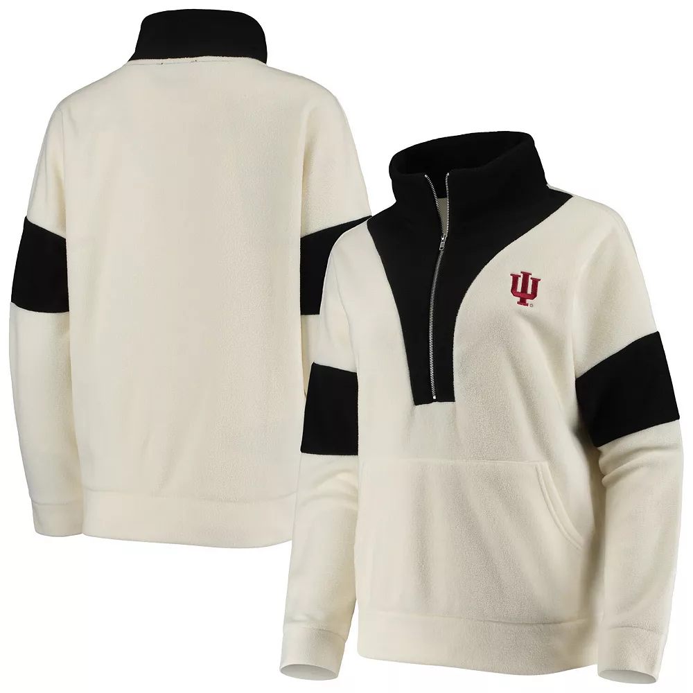 Women's White/Black Indiana Hoosiers Blocked In Colorblocked Half-Zip Jacket 3 Women's White/Black Indiana Hoosiers Blocked In Colorblocked Half-Zip Jacket