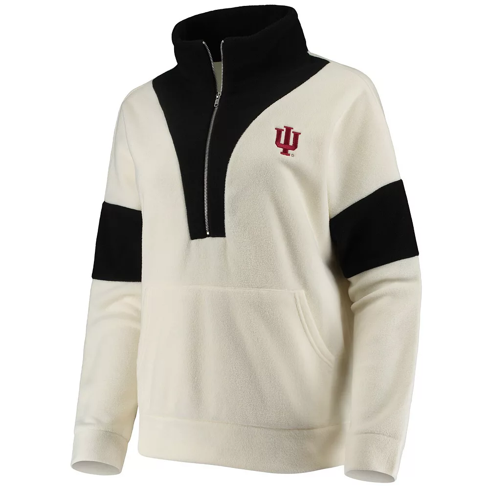 Women's White/Black Indiana Hoosiers Blocked In Colorblocked Half-Zip Jacket 5 Women's White/Black Indiana Hoosiers Blocked In Colorblocked Half-Zip Jacket - Image 3