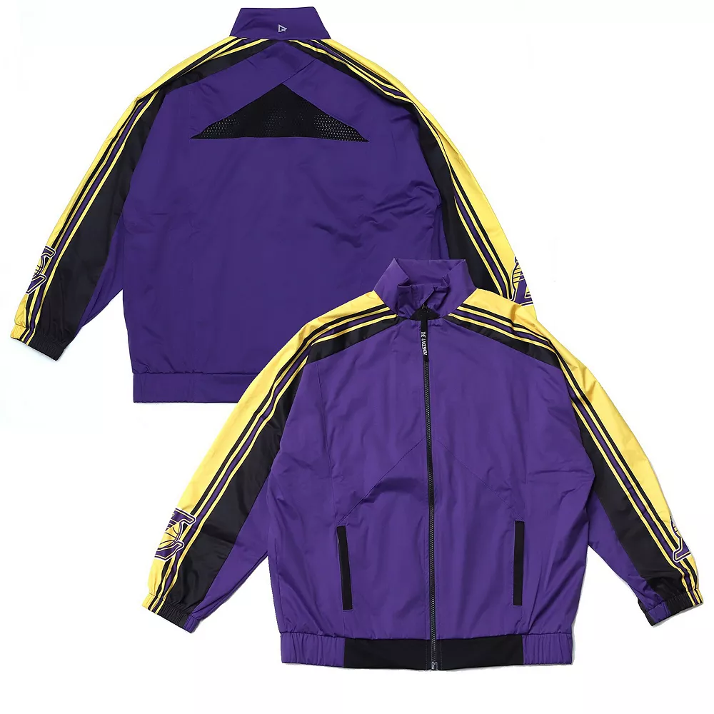 Women's Qore Purple Los Angeles Lakers Throwback Team Full-Zip Windbreaker Jacket 4 Women's Qore Purple Los Angeles Lakers Throwback Team Full-Zip Windbreaker Jacket - Image 2