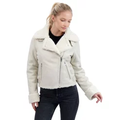 Juniors' Sebby Shearling Moto Jacket 9 Juniors' Sebby Shearling Moto Jacket -Tennessee Titans Gear shop 5119082 Ivory