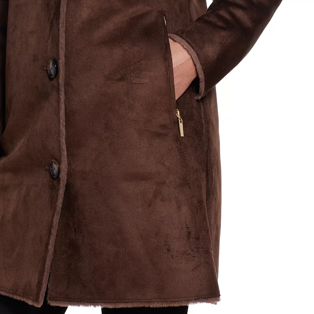 Women's Gallery Hooded Faux-Suede Coat 6 Women's Gallery Hooded Faux-Suede Coat - Image 4