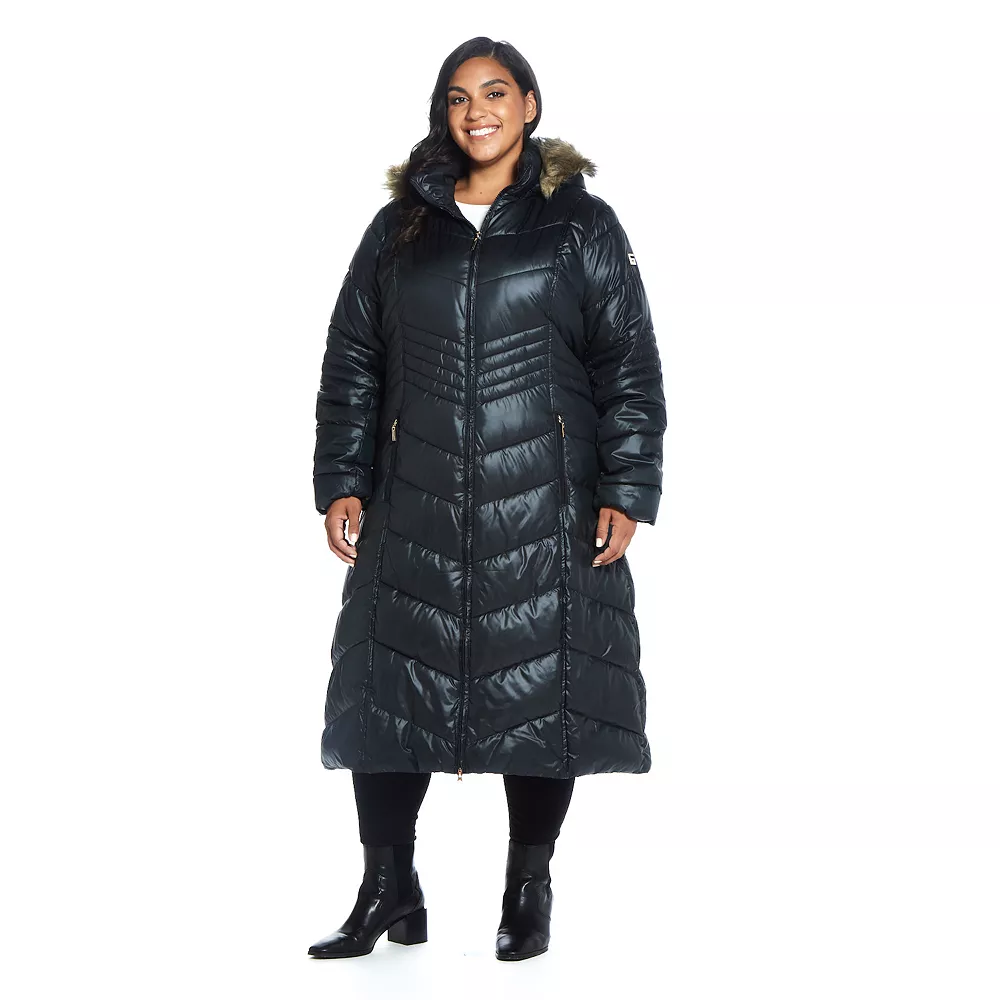 Plus Size Gallery Faux-Fur Hood Chevron Long Puffer Coat 4 Plus Size Gallery Faux-Fur Hood Chevron Long Puffer Coat - Image 2