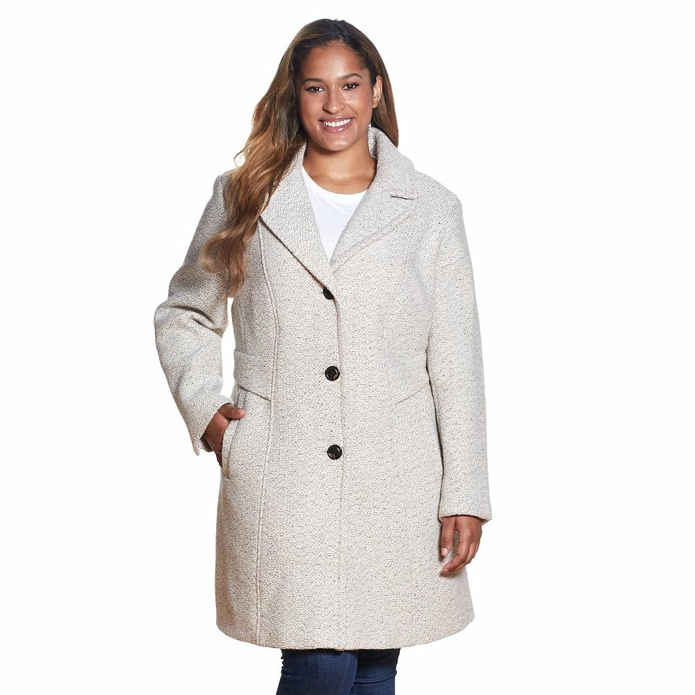 Plus Size Gallery Tweed Wool-Blend Walker Coat 3 Plus Size Gallery Tweed Wool-Blend Walker Coat