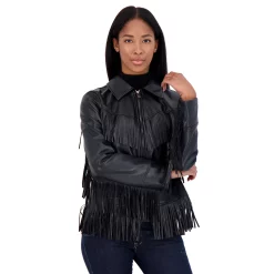 Women's Sebby Collection Faux-Leather Fringe Jacket 7 Women's Sebby Collection Faux-Leather Fringe Jacket -Tennessee Titans Gear shop 5143804 ALT2