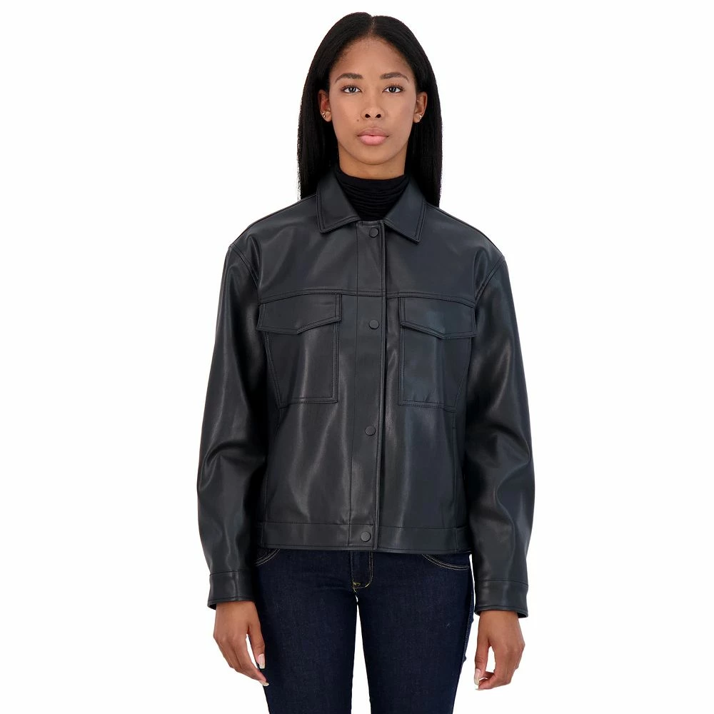 Women's Sebby Collection Faux Leather Shirt Jacket 5 Women's Sebby Collection Faux Leather Shirt Jacket - Image 3