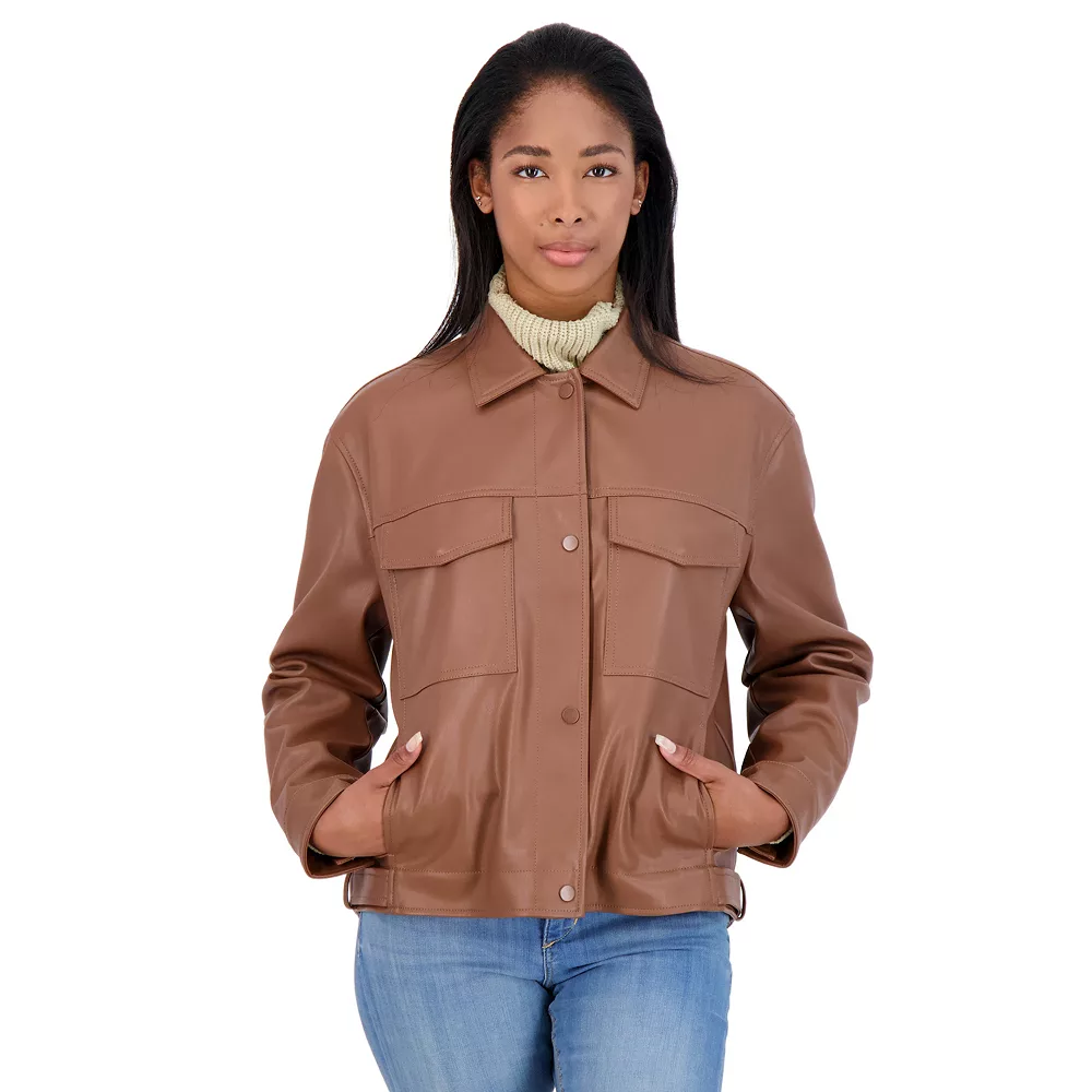 Women's Sebby Collection Faux Leather Shirt Jacket 3 Women's Sebby Collection Faux Leather Shirt Jacket