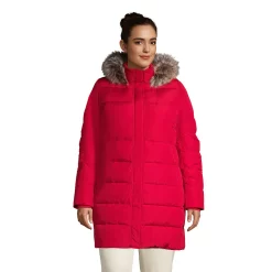 Plus Size Petite Lands' End Down Fill Hooded Long Coat -Tennessee Titans Gear shop 5182622 Rich Red