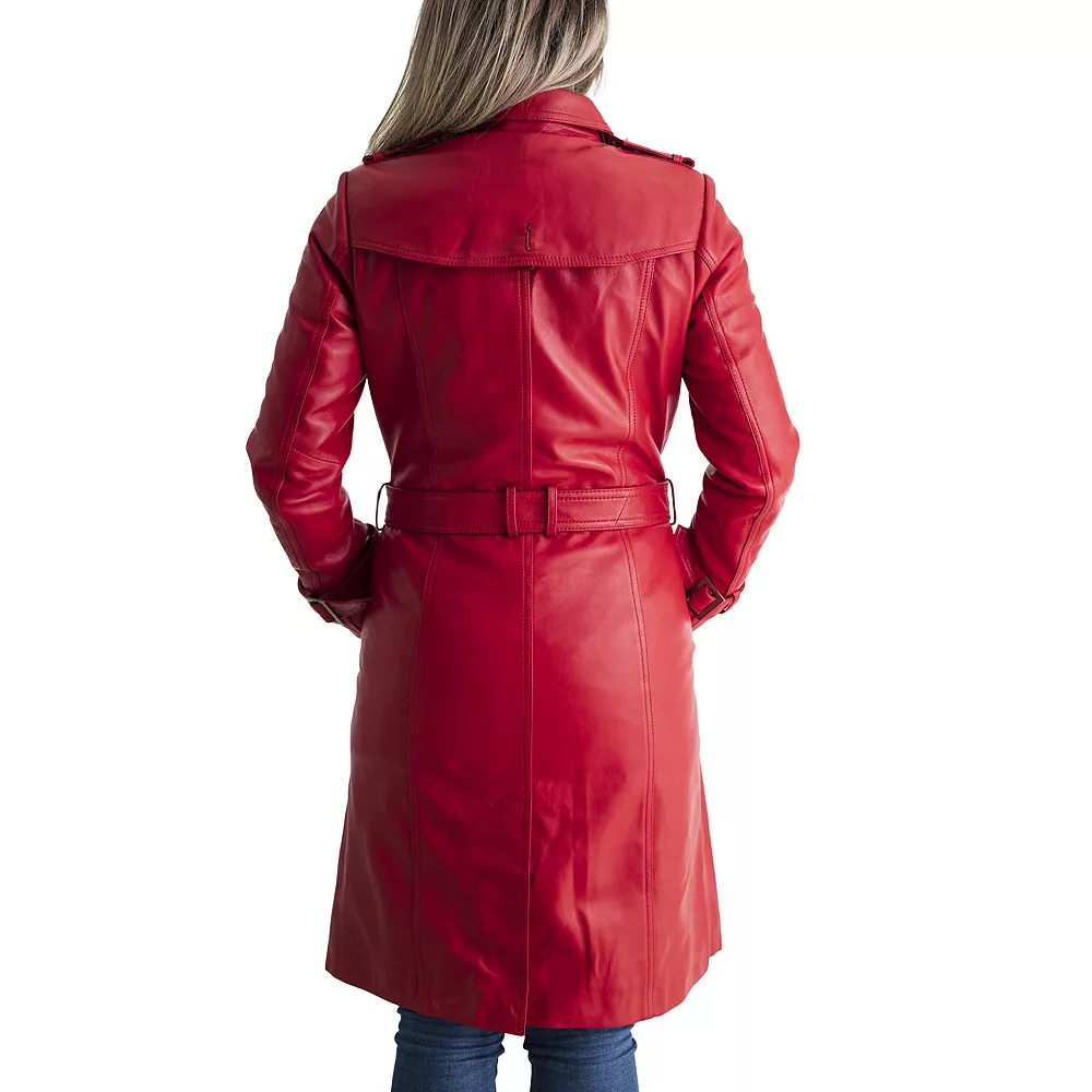 Women's Whet Blu Ashley Leather Trench Coat 5 Women's Whet Blu Ashley Leather Trench Coat - Image 3
