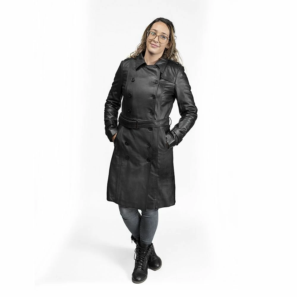 Women's Whet Blu Ashley Leather Trench Coat 3 Women's Whet Blu Ashley Leather Trench Coat