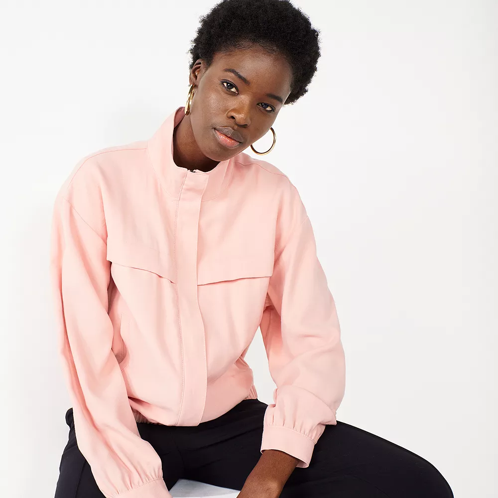Petite Nine West Draped Bomber Jacket 3 Petite Nine West Draped Bomber Jacket