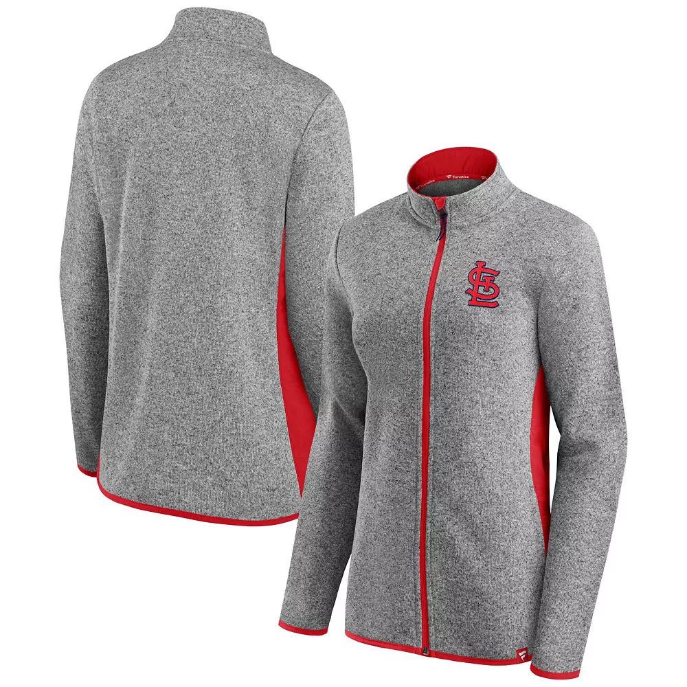 Women's Fanatics Branded Heathered Charcoal St. Louis Cardinals Primary Logo Fleece Full-Zip Jacket 4 Women's Fanatics Branded Heathered Charcoal St. Louis Cardinals Primary Logo Fleece Full-Zip Jacket - Image 2