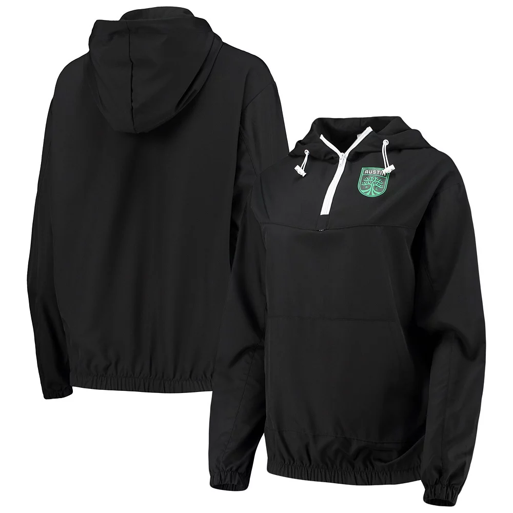 Women's ZooZatz Black Austin FC Swishy Anorak Quarter-Zip Jacket 3 Women's ZooZatz Black Austin FC Swishy Anorak Quarter-Zip Jacket