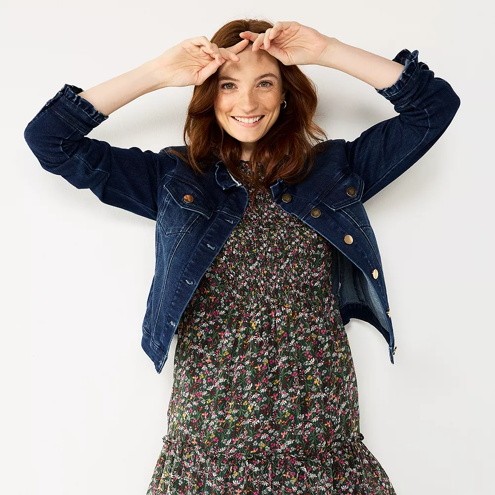Women's DRAPER JAMES RSVP™ Ruffle Trim Denim Jacket 4 Women's DRAPER JAMES RSVP™ Ruffle Trim Denim Jacket - Image 2