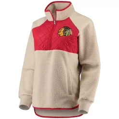 Women's G-III 4Her by Carl Banks Oatmeal/Red Chicago Blackhawks Wishbone Half-Zip Jacket 6 Women's G-III 4Her by Carl Banks Oatmeal/Red Chicago Blackhawks Wishbone Half-Zip Jacket -Tennessee Titans Gear shop 5371978 ALT2