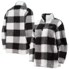 Women's G-III 4Her by Carl Banks Black Carolina Panthers Sherpa Plaid Quarter-Zip Jacket -Tennessee Titans Gear shop 5372492