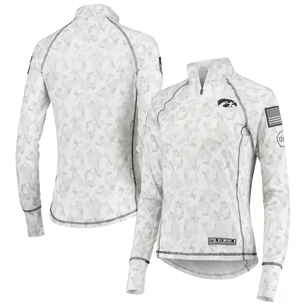 Women's Colosseum White Iowa Hawkeyes OHT Military Appreciation Officer Arctic Camo 1/4-Zip Jacket 3 Women's Colosseum White Iowa Hawkeyes OHT Military Appreciation Officer Arctic Camo 1/4-Zip Jacket