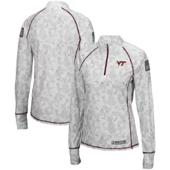 Women's Colosseum White Virginia Tech Hokies OHT Military Appreciation Officer Arctic Camo 1/4-Zip Jacket -Tennessee Titans Gear shop 5373971 ALT