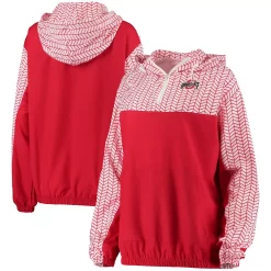 Women's ZooZatz Scarlet Ohio State Buckeyes Chevron Swishy Quarter-Zip Hoodie Jacket