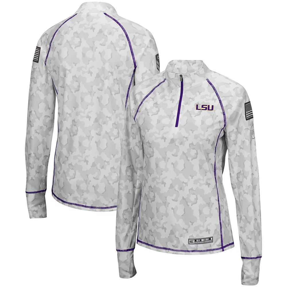 Women's Colosseum White LSU Tigers OHT Military Appreciation Officer Arctic Camo 1/4-Zip Jacket 3 Women's Colosseum White LSU Tigers OHT Military Appreciation Officer Arctic Camo 1/4-Zip Jacket