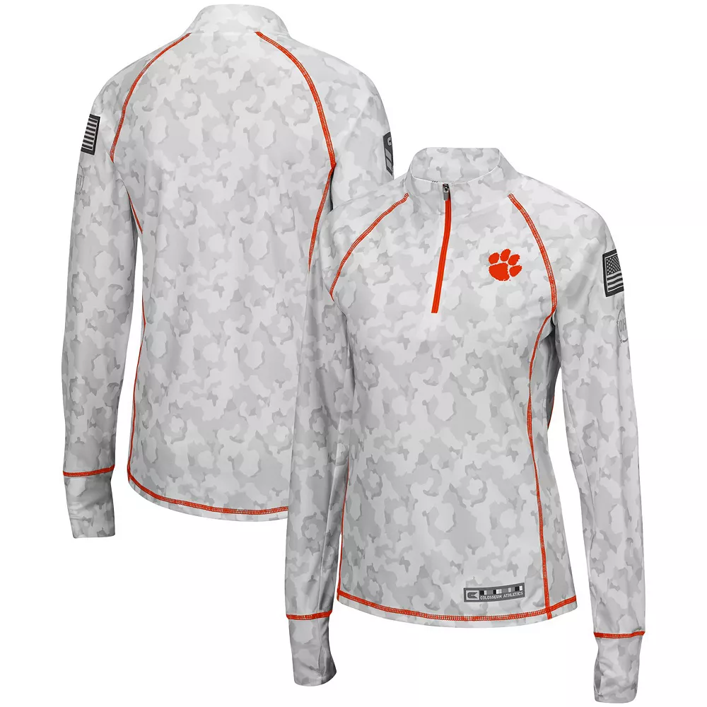 Women's Colosseum White Clemson Tigers OHT Military Appreciation Officer Arctic Camo 1/4-Zip Jacket 4 Women's Colosseum White Clemson Tigers OHT Military Appreciation Officer Arctic Camo 1/4-Zip Jacket - Image 2