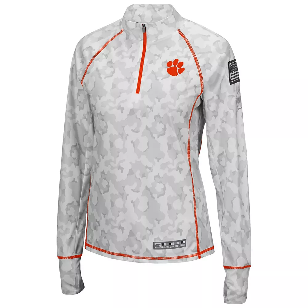 Women's Colosseum White Clemson Tigers OHT Military Appreciation Officer Arctic Camo 1/4-Zip Jacket 5 Women's Colosseum White Clemson Tigers OHT Military Appreciation Officer Arctic Camo 1/4-Zip Jacket - Image 3