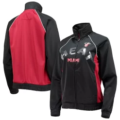 Women's G-III 4Her by Carl Banks Black/Red Miami Heat Backfield Raglan Full-Zip Track Jacket -Tennessee Titans Gear shop 5380108 ALT