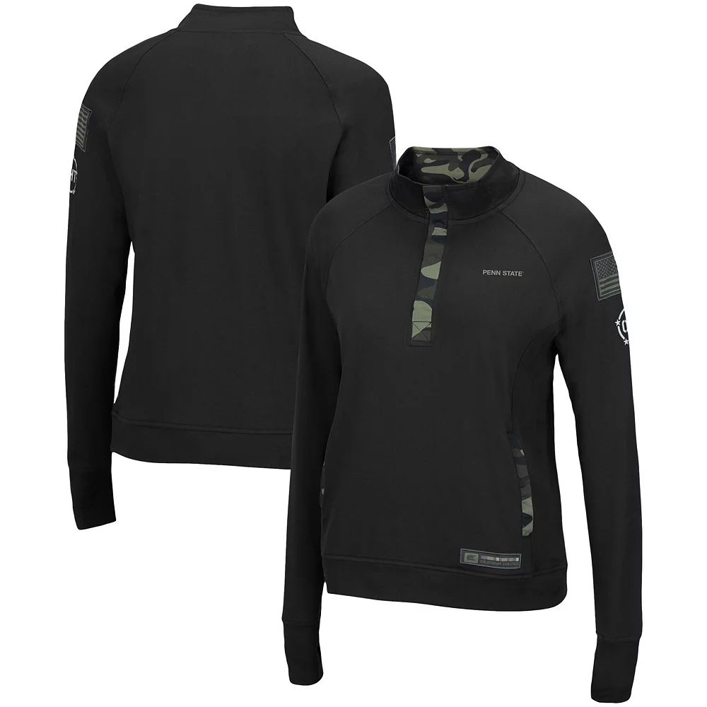 Women's Colosseum Black Penn State Nittany Lions OHT Military Appreciation Depth Raglan Quarter-Snap Jacket 4 Women's Colosseum Black Penn State Nittany Lions OHT Military Appreciation Depth Raglan Quarter-Snap Jacket - Image 2
