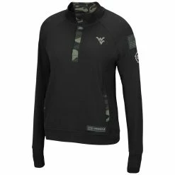 Women's Colosseum Black West Virginia Mountaineers OHT Military Appreciation Depth Raglan Quarter-Snap Jacket -Tennessee Titans Gear shop 5382352 ALT2