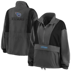 Women's WEAR by Erin Andrews Charcoal Tennessee Titans Popover Packable Half-Zip Jacket