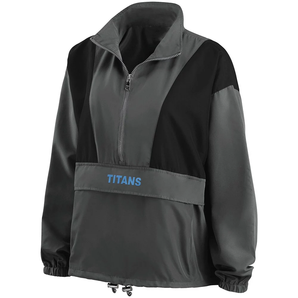 Women's WEAR by Erin Andrews Charcoal Tennessee Titans Popover Packable Half-Zip Jacket 5 Women's WEAR by Erin Andrews Charcoal Tennessee Titans Popover Packable Half-Zip Jacket - Image 3