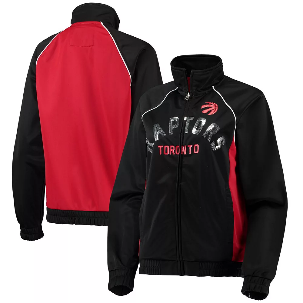 Women's G-III 4Her by Carl Banks Black/Red Toronto Raptors Backfield Raglan Full-Zip Track Jacket 4 Women's G-III 4Her by Carl Banks Black/Red Toronto Raptors Backfield Raglan Full-Zip Track Jacket - Image 2