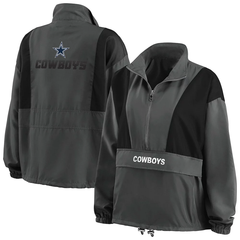 Women's WEAR by Erin Andrews Charcoal Dallas Cowboys Popover Packable Half-Zip Jacket 3 Women's WEAR by Erin Andrews Charcoal Dallas Cowboys Popover Packable Half-Zip Jacket