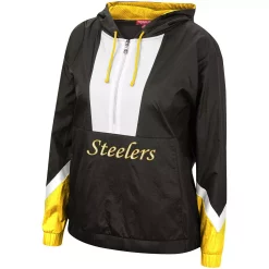 Women's Mitchell & Ness Black Pittsburgh Steelers Half-Zip Windbreaker Hoodie 7 Women's Mitchell & Ness Black Pittsburgh Steelers Half-Zip Windbreaker Hoodie -Tennessee Titans Gear shop 5424385 ALT2