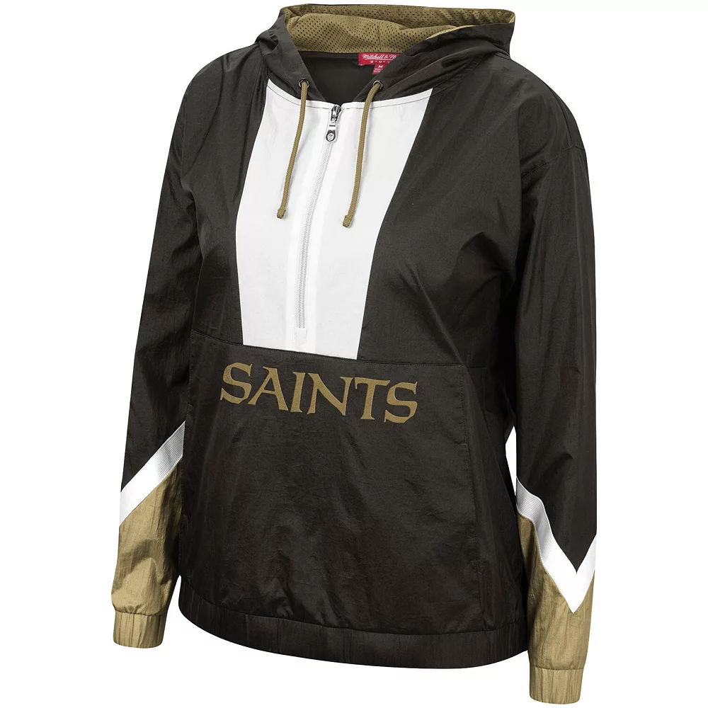 Women's Mitchell & Ness Black New Orleans Saints Half-Zip Windbreaker Hoodie 5 Women's Mitchell & Ness Black New Orleans Saints Half-Zip Windbreaker Hoodie - Image 3