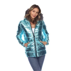 Alternative view of Women's White Mark Metallic Hooded Puffer Coat