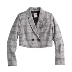 Juniors' SO® Cropped Plaid Button Blazer -Tennessee Titans Gear shop 5579423 ALT5