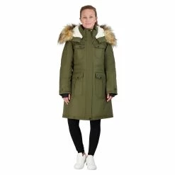 Juniors' madden girl Faux-Fur Hood Long Parka 10 Juniors' madden girl Faux-Fur Hood Long Parka -Tennessee Titans Gear shop 5584564 Olive