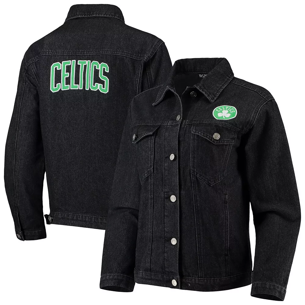 Women's The Wild Collective Black Boston Celtics Patch Denim Button-Up Jacket 4 Women's The Wild Collective Black Boston Celtics Patch Denim Button-Up Jacket - Image 2